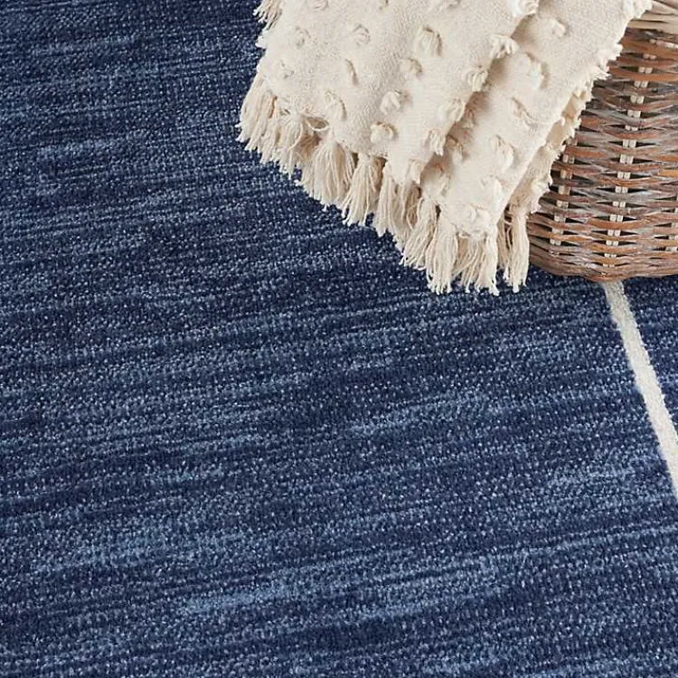 Kirklands Home Navy Bordered Indoor/Outdoor Area Rug, 6x9 Blue Discount
