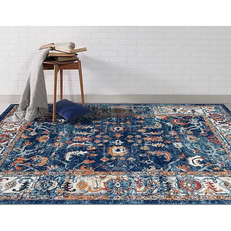 Kirklands Home Navy Bordered Pattern Area Rug, 5x7 Discount