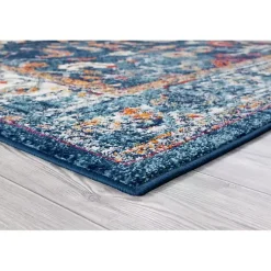 Kirklands Home Navy Bordered Pattern Area Rug, 7x9