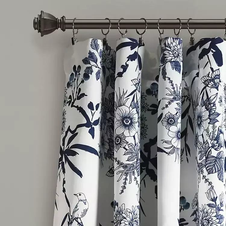 Kirklands Home Navy Botanical Garden Curtain Panel Set, 95 in. Blue Discount