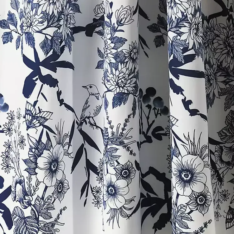 Kirklands Home Navy Botanical Garden Curtain Panel Set, 95 in. Blue Discount