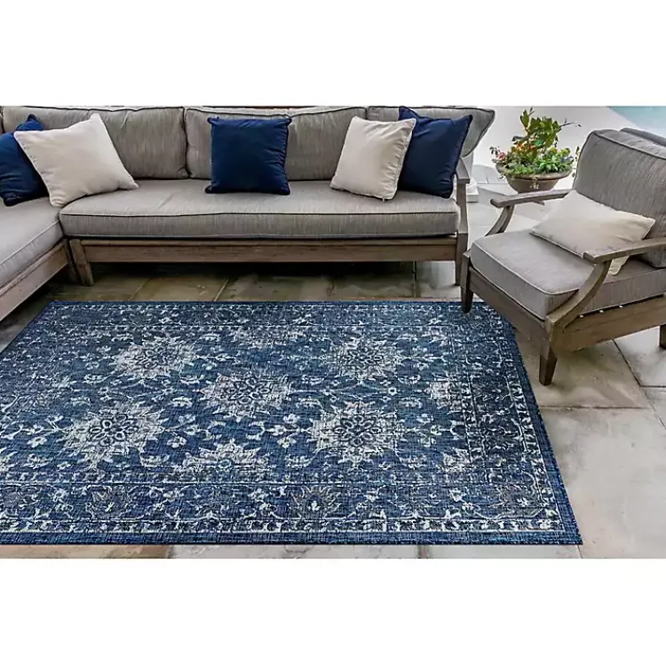 Kirklands Home Navy Botanical Hannah Indoor/Outdoor Rug, 4x7 Blue Online