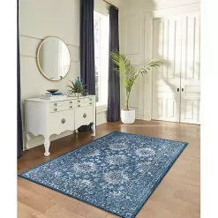 Kirklands Home Navy Botanical Hannah Indoor/Outdoor Rug, 6x9 Blue Best