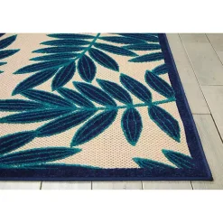 Kirklands Home Navy Botanical Leaves Outdoor Area Rug, 9x13 Online