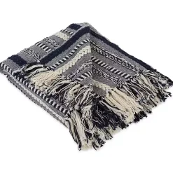 Blankets & Throws>Kirklands Home Navy Braided Stripe Throw Blue