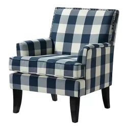 Kirklands Home Navy Buffalo Check Upholstered Armchair Blue
