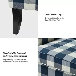 Kirklands Home Navy Buffalo Check Upholstered Armchair Blue