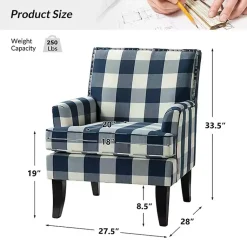 Kirklands Home Navy Buffalo Check Upholstered Armchair Blue