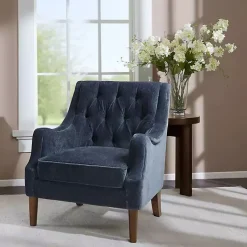 Kirklands Home Navy Button Tufted Accent Chair Blue Outlet