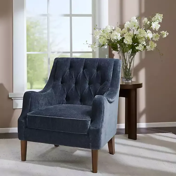 Kirklands Home Navy Button Tufted Accent Chair Blue Outlet