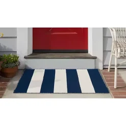 Kirklands Home Navy Cabana Stripe Indoor/Outdoor Scatter Rug Online