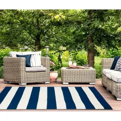 Kirklands Home Navy Cabana Stripe Indoor/Outdoor Area Rug, 3x5 Online