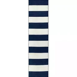Kirklands Home Navy Cabana Stripe Indoor/Outdoor Runner, 2x8 Sale