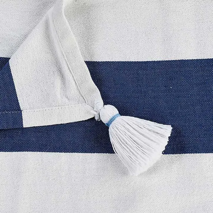 Blankets & Throws>Kirklands Home Navy Cabana Stripe Tassel Throw