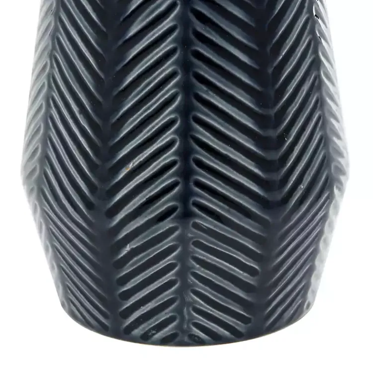 Vases>Kirklands Home Navy Carved Chevron Ceramic Vases, Set of 2 Blue