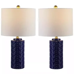 Kirklands Home Navy Ceramic Motif Table Lamps, Set of 2 Blue Online