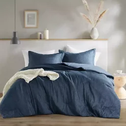 Kirklands Home Navy Chambray 3-pc. King Comforter Set Blue New