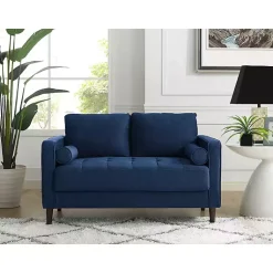 Kirklands Home Navy Chelsea Modern Loveseat Blue New