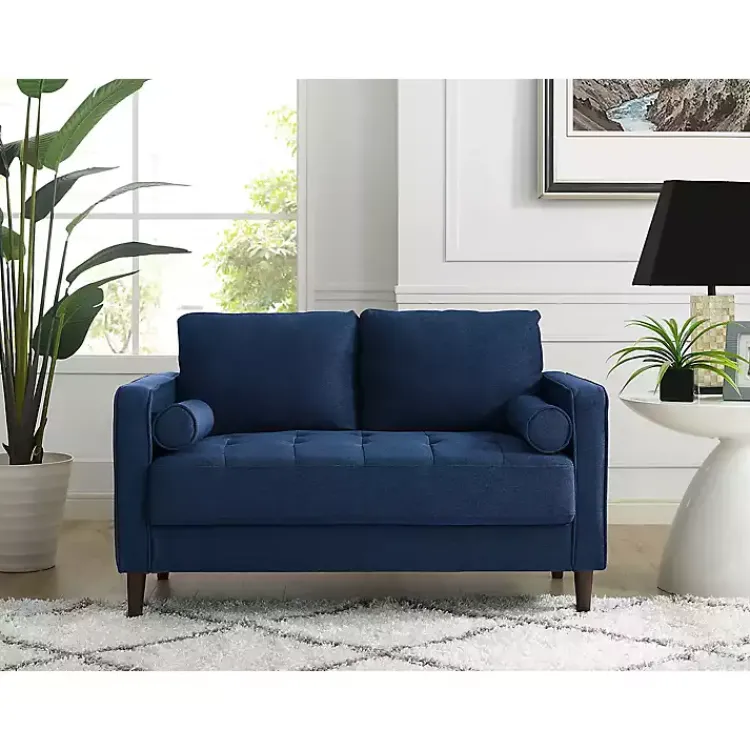 Kirklands Home Navy Chelsea Modern Loveseat Blue New