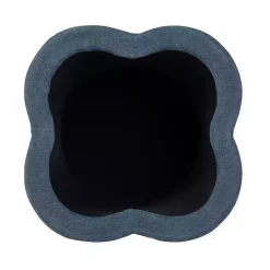 Kirklands Home Navy Chenille Flower Storage Ottoman Blue Discount