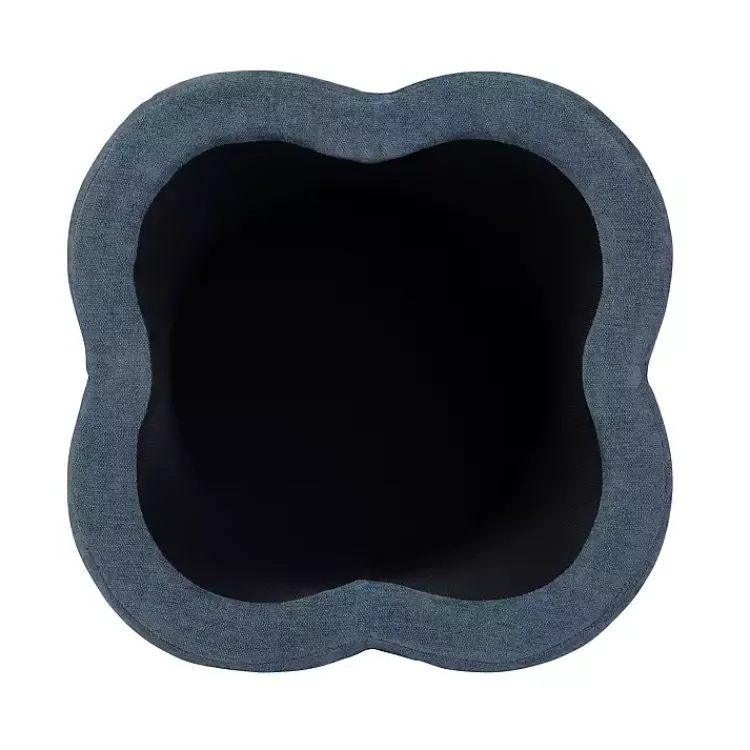 Kirklands Home Navy Chenille Flower Storage Ottoman Blue Discount