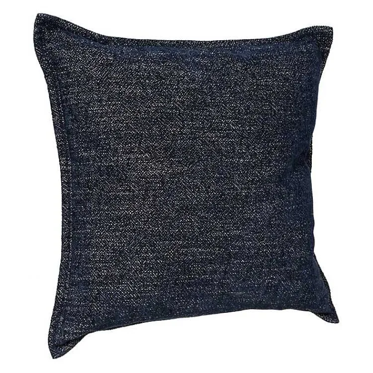Pillows>Kirklands Home Navy Chenille Texture Flange Pillow, 22 in. Blue