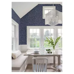 Kirklands Home Navy Cloudy Skies Peel & Stick Wallpaper Blue New