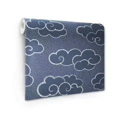 Kirklands Home Navy Cloudy Skies Peel & Stick Wallpaper Blue New