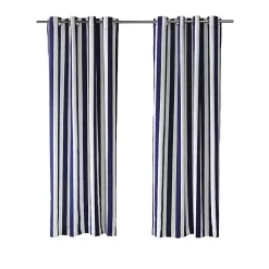 Kirklands Home Navy Coastal Stripe Outdoor Curtain Panel, 84 in.
