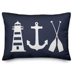 Pillows>Kirklands Home Navy Coastal Symbols Pillow Blue