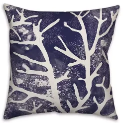 Kirklands Home Navy Coral Outdoor Pillow