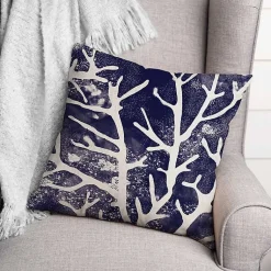 Kirklands Home Navy Coral Outdoor Pillow