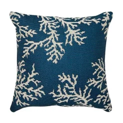 Kirklands Home Navy Coral Woven Outdoor Throw Pillow Best