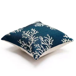 Kirklands Home Navy Coral Woven Outdoor Throw Pillow Best
