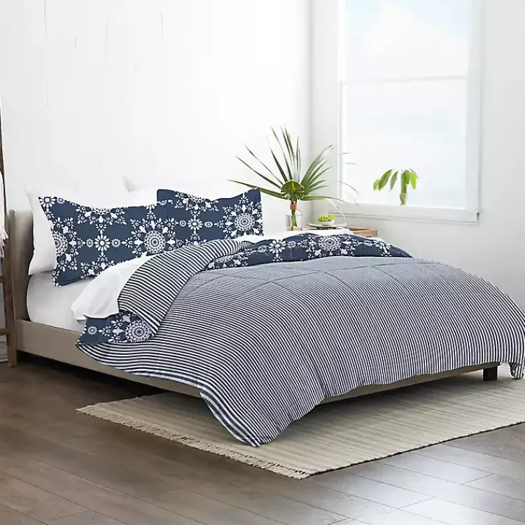 Kirklands Home Navy Daisy Medallion King 3-pc. Comforter Set Blue Clearance