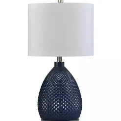 Kirklands Home Navy Diamond Cut Glass Table Lamp White Sale