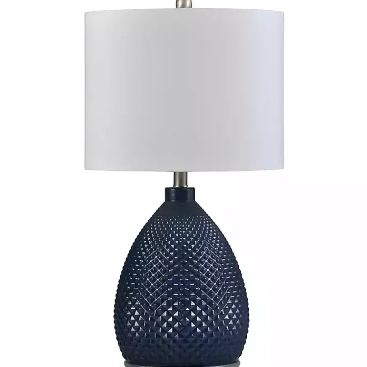 Kirklands Home Navy Diamond Cut Glass Table Lamp White Sale
