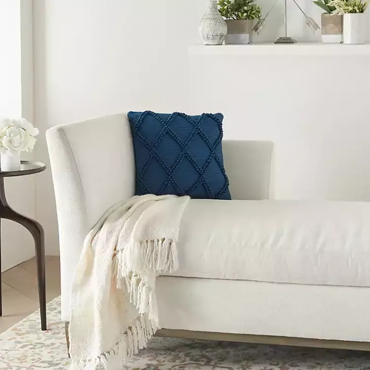 Pillows>Kirklands Home Navy Diamond Lattice Throw Pillow Blue