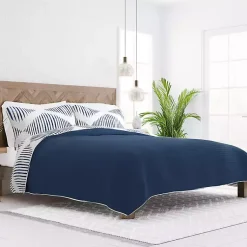 Kirklands Home Navy Diamond Line Reversible 3-pc. Queen Quilt Set Best
