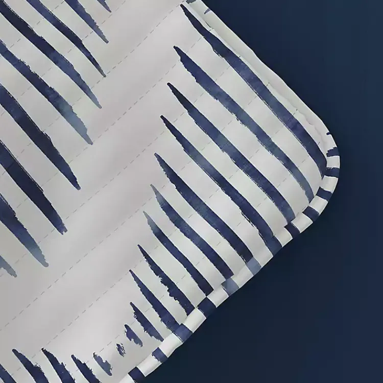 Kirklands Home Navy Diamond Line Reversible 3-pc. Queen Quilt Set Best