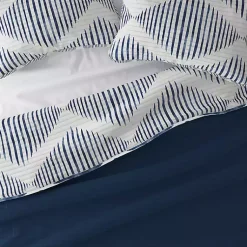 Kirklands Home Navy Diamond Line Reversible 3-pc. Queen Quilt Set Best