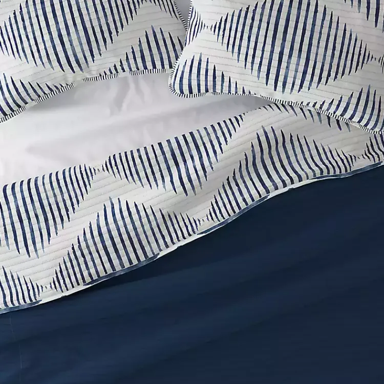 Kirklands Home Navy Diamond Line Reversible 3-pc. Queen Quilt Set Best