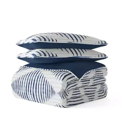 Kirklands Home Navy Diamond Line Reversible 3-pc. King Quilt Set Outlet
