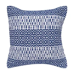 Kirklands Home Navy Diamond Stripe Indoor/Outdoor Pillow Blue Clearance