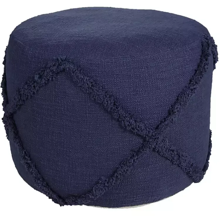 Poufs & Floor Cushions>Kirklands Home Navy Diamond Tufted Pouf Blue