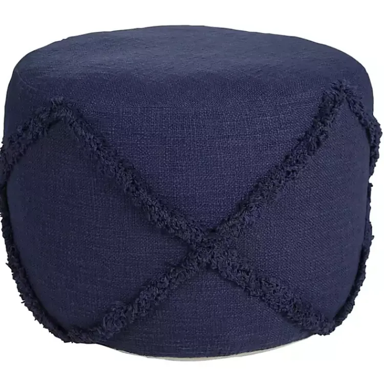Poufs & Floor Cushions>Kirklands Home Navy Diamond Tufted Pouf Blue