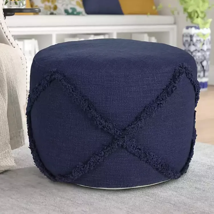 Poufs & Floor Cushions>Kirklands Home Navy Diamond Tufted Pouf Blue
