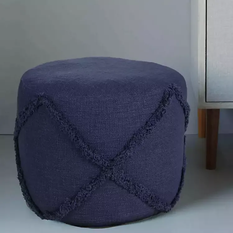 Poufs & Floor Cushions>Kirklands Home Navy Diamond Tufted Pouf Blue