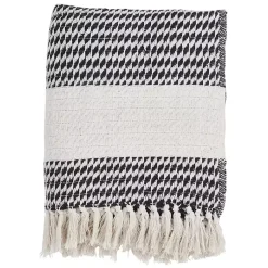 Blankets & Throws>Kirklands Home Navy Diamond Weave Throw with Tassels