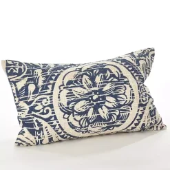 Pillows>Kirklands Home Navy Distressed Floral Lumbar Throw Pillow